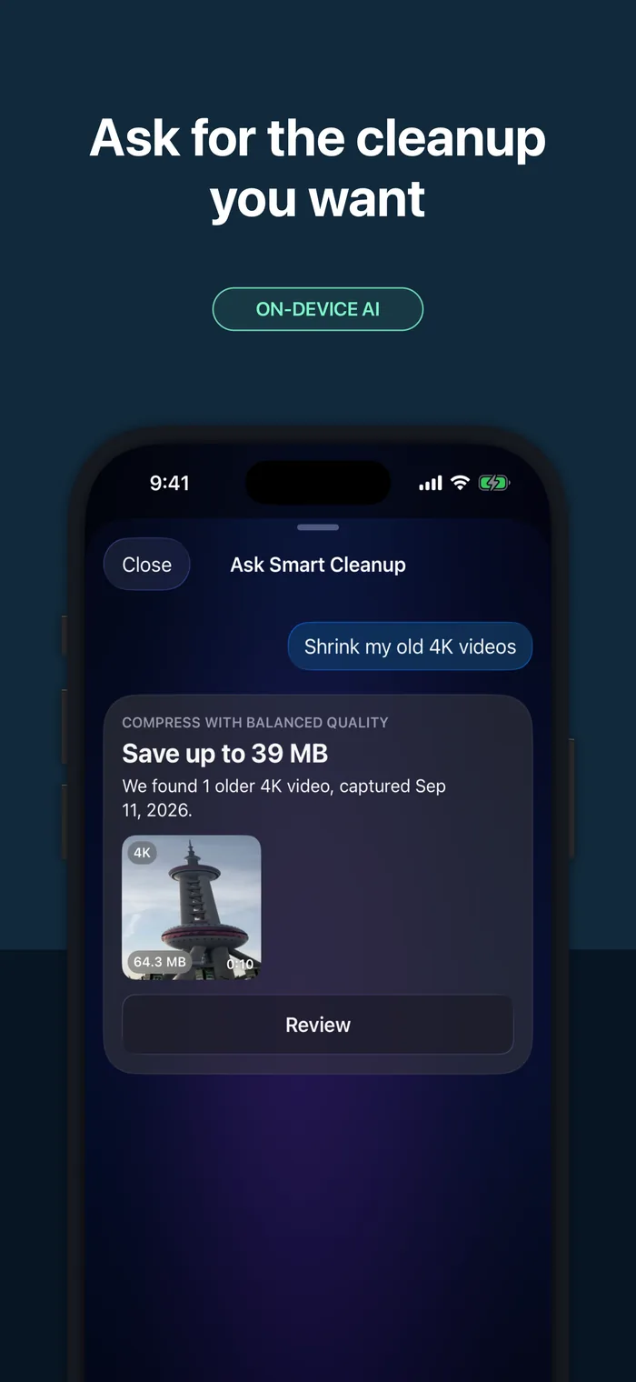 Ask Smart Cleanup creating a targeted compression plan